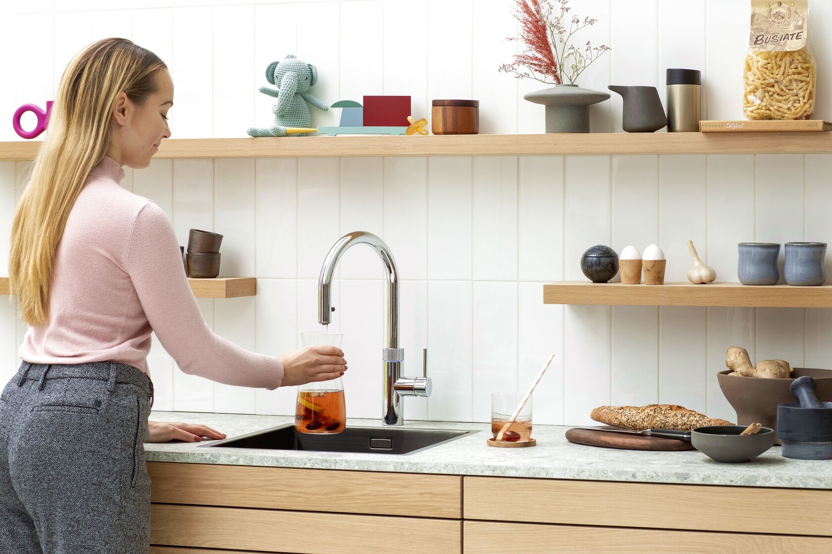 Quooker Flex Wasserhahn Armatur Kueche Pro3 Cube Combi Flex Verchromt Glaenzend Sprudelwasser